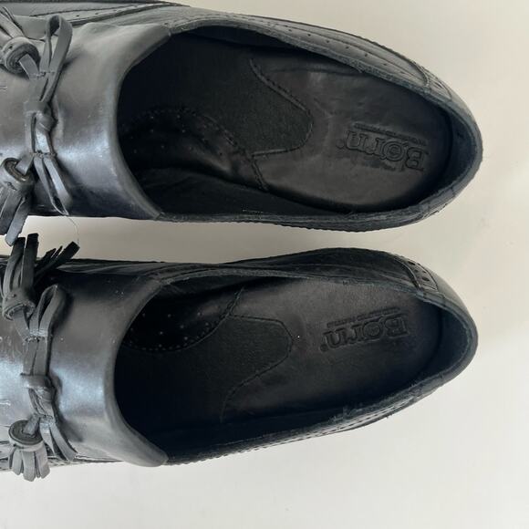 Born Derby Oxford leather loafer shoes black 11 - Picture 10 of 14